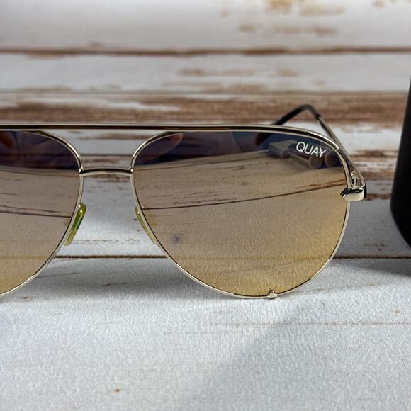 QUAY High Key 126 Aviator Sunglasses – Gold Mirrored Lens Wear Replacement Frame - Picture 3 of 7